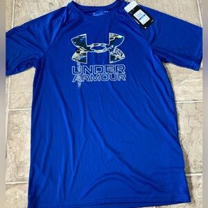 Under Armour Kids Camo Logo Blue Tee- YXL NWT